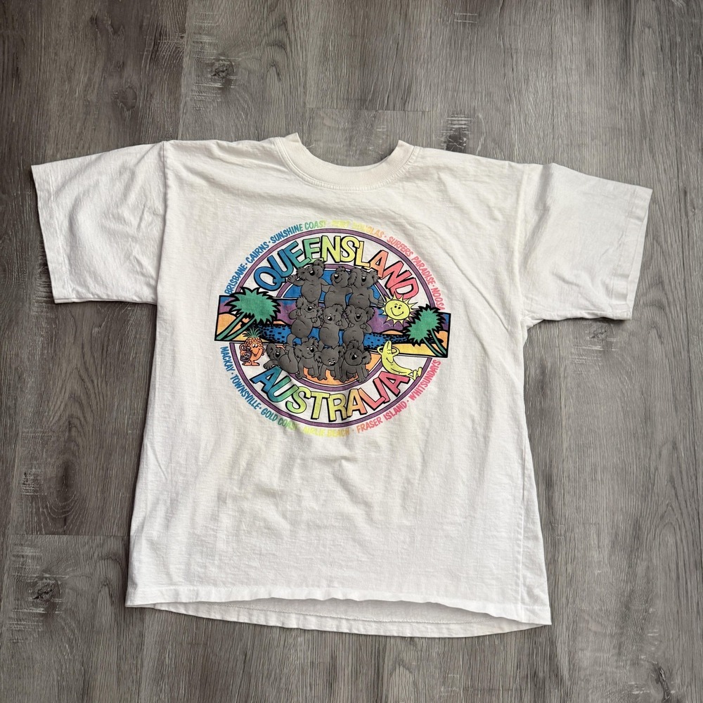 Vintage Lifestyle Queensland Australia Shirt Mens Medium White Koala Tourist